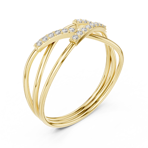 Anillo de oro amarillo macizo de 14k para mujer con diseño de jaula, corte redondo minimalista de diamante, para compromiso, aniversario, regalo de boda - Product Image 1