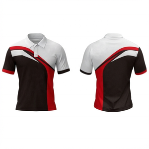 Polo Deportivo de Manga Corta para Hombre, Diseño Geométrico, Secado Rápido, Poliéster, Corte Regular, Blanco, Negro, Rojo - Product Image 1