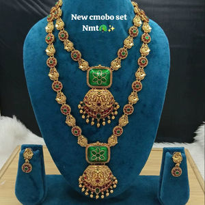 Parure de mariée ethnique traditionnelle sud-indienne de haute qualité en laiton, design déesse en zircon, plaqué or rose, pour fiançailles et mariage - Product Image 1