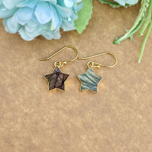 ต่างหูแฟชั่นผู้หญิง ต่างหูห้อยรูปดาวลาบราดอไรต์ธรรมชาติ ประดับทอง 18k เคลือบด้วยไฟฟ้า เครื่องประดับรูปดาว - Product Image 4