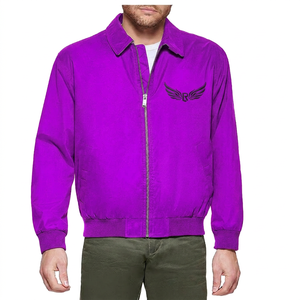 Veste bleu marine pour homme avec logo brodé en forme d'ailes, col rabattu, fermeture éclair, vêtement décontracté pour l'automne - Product Image 6