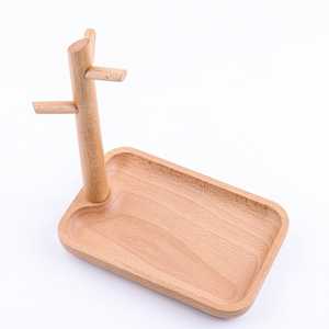 Support à clés ovale en bois avec plateau, motif nature morte, design moderne, fait main, pour table à manger - Product Image 5