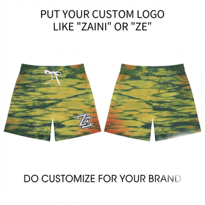Premium 120g Bird Eye Mesh <b>Shorts</b> Green <b>Yellow</b> Front Logo 100% Cotton Eco-Friendly Quick Dry Breathable Sports Training Wear - Product Image 1