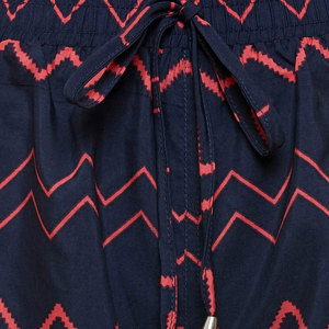 Shorts en tricot pour femme, bleu marine, imprimé géométrique, taille mi-haute, cordon de serrage, style décontracté, respirant, coupe régulière - Product Image 6