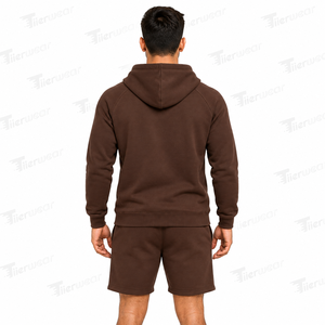 Ensemble tendance pour homme : sweat à capuche et short en coton et polyester léger, idéal pour l'été, la gym, l'entraînement, le streetwear, personnalisable OEM - Product Image 3