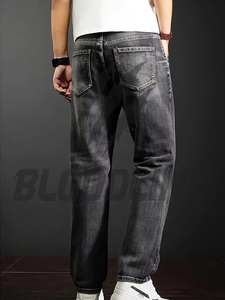 Jean droit noir en denim BLOODLINE pour homme – Coupe décontractée, taille mi-haute, en coton, style automne, tissu denim de qualité supérieure - Product Image 4