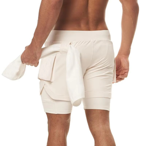 Soft and Breathable Gym Shorts for Men Trendy Double <b>Layer</b> Shorts for Summer Fitness Men’s Compression Workout Shorts Wholesale - Product Image 4