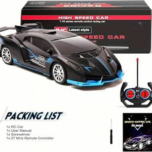 Voiture télécommandée Ric, design en plastique noir et bleu, jouet alimenté par batterie pour garçons et filles, cadeau d'anniversaire et de Noël - Product Image 2