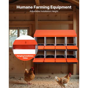Nidi Metallici a 2 Livelli per Galline con 8 Scomparti, Coperchi Protettivi per la Raccolta, Cassetta Nido Avvolgibile per Gabbie di Galline Ovaiole - Product Image 3