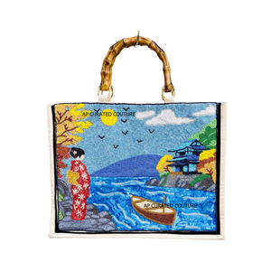 Sac fourre-tout en perles inspiré de l'Italie, fait main, motif citron méditerranéen côtier, sac de plage personnalisé en perles - Product Image 6