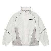 Blouson de survêtement pour homme en polyester épais, imperméable, coupe-vent, respirant, résistant aux acides, avec capuche et col montant zippé personnalisé