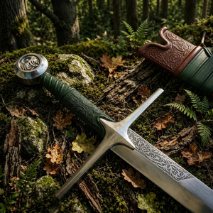 Épée médiévale fantastique personnalisée, réplique de collection faite à la main avec lame en acier gravée et design de poignée unique - Product Image 4