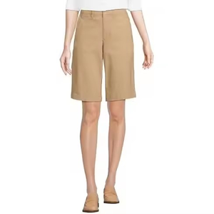 Shorts chino pour femme à taille élastique de 12 pouces, coupe classique, respirant, en tissu Oxford 100 % coton avec poches – Vente en gros directe usine - Product Image 2