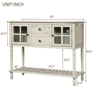 Consolle in Legno/Vetro Stile Rustico con Ripiano Inferiore, Mobile Buffet Contenitore per Soggiorno, Credenza in Stile Moderno - Product Image 3