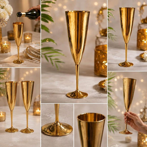 Elegant Gold Finish Brass <b>Champagne</b> <b>Flute</b> Handcrafted Metal Stemmed Goblet Luxury Drinkware <b>Wedding</b> Tableware Decorative Wine - Product Image 4