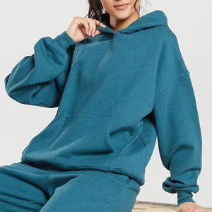 Sweat-shirt à capuche long en molleton 100 % coton pour femme, imperméable, avec impression de logo personnalisé sur le devant, couleur unie, prix abordable - Product Image 4