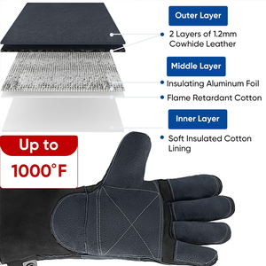Guantes de Seguridad Resistentes al Calor, Transpirables, de Dedo Completo, de Alta Calidad, Hechos de Cuero Personalizado - Product Image 5
