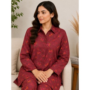 Conjunto de Dos Piezas para Mujer con Estampado Floral, Camisa Larga y Pantalones Anchos, Atuendo Moderno para el Día a Día - Product Image 5
