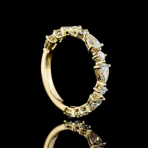 Bague Éternité Alternée en Diamants de Laboratoire Taille Poire, Or 10K/14K/18K, Argent 925/935, Sertie à Griffes, Bijoux de Mariage et de Fiançailles - Product Image 3