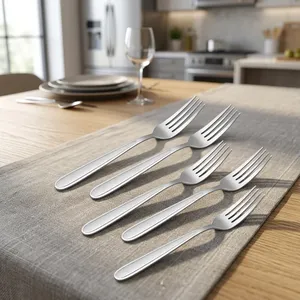 Fourchette de table moderne en acier inoxydable, écologique, plaquée argent, pour la restauration fine, les cafés, les hôtels, les cuisines et l'usage commercial - Product Image 4