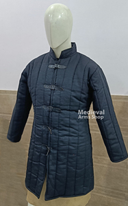 Gambeson médiéval noir fait main de haute qualité, à manches longues, rembourré en coton, avec sangles en cuir, pour unisexe, idéal pour les événements historiques. - Product Image 3
