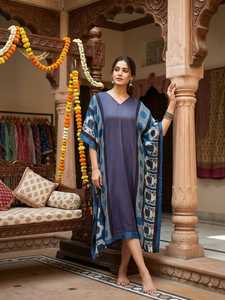 Kaftan en pure soie modale imprimé Ajrakh - Product Image 3