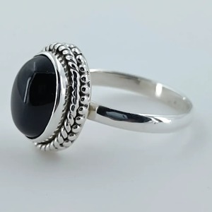 Black Onyx <b>Ring</b> 925 Sterling <b>Silver</b> Handmade Boho <b>Statement</b> Promise <b>Ring</b> for Women Natural Black Onyx Oval July Birthstone - Product Image 1