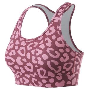 Soutien-gorge de sport dos nageur imprimé léopard pour femme, col rond, maintien moyen, respirant, dos en maille, pour yoga et activités sportives - Product Image 3