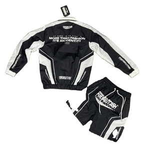 Conjunto Corto Casual para Hombre, Chaqueta Cortavientos con Cordón Ajustable, Botones de Satén y Logotipo Bordado en la Parte Delantera, Alta Calidad - Product Image 2