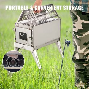 Estufa de leña portátil para acampar al aire libre, tubo plegable de acero inoxidable, altura de 90,6 pulgadas para calefacción de tienda, caza y cocina - Product Image 5