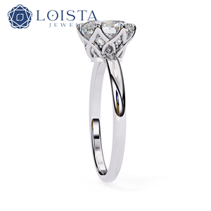 แหวนหมั้นเพชรธรรมชาติทรงวงรี LOISTA แพลตตินั่มคลาสสิกสำหรับผู้หญิง ได้รับการรับรองจาก GIA - Product Image 2