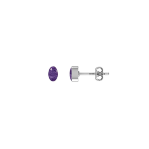 925 Silver Amethyst Stud <b>Earrings</b> Bezel Setting Minimalist Design Unisex Everyday Wear - Product Image 1