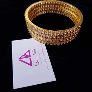 American Diamond Pearl Studded Stainless Steel Bangles - Product Image 1