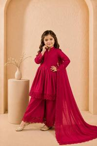 Conjunto de Sherwani de Encaje para Niñas, Ropa India y Pakistaní, Vestido Plisado con Dupatta de Malla y Pantalones para Fiestas y Bodas - Product Image 2