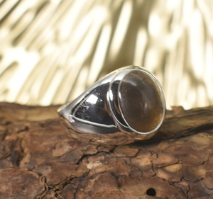 Anillo de piedra lunar negra con engaste de bisel, anillo de plata de ley 925 maciza para hombre - Product Image 3