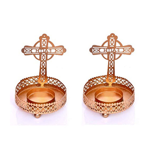 Celtic Cross Shadow Tea Light Holder Metal Religious Gold Candle Stand For Prayer <b>Memorial</b> Decoration And Spiritual Gifting - Product Image 4