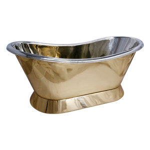 Bañera de Pedestal de Latón con Interior de Níquel Pulido, Bañera Independiente de Lujo - Product Image 5