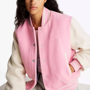 <b>Ladies</b> Wholesale Polyester Cotton Crop Varsity <b>Jacket</b> Quilted Breathable Canvas Letterman Baseball <b>Jacket</b> Custom - Product Image 6
