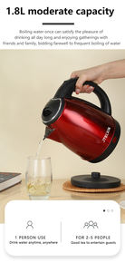 Bouilloire électrique en acier inoxydable <span class=keywords><strong>à</strong></span> chauffe rapide de 1,8 L, base rotative <span class=keywords><strong>à</strong></span> 360 degrés, pour la maison et l'hôtel - Product Image 6