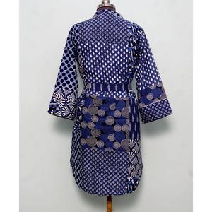 Vestido Largo de Algodón Ecológico con Estampado Floral, Mangas Coreanas, Estampado a Mano, Cuello en V, Talla Midi, Estilo Camisero, Informal, para Fiestas de Verano - Product Image 6