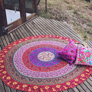 Tenture murale indienne avec motif Mandala rond, tapis de plage, pique-nique, vente en gros - Product Image 1