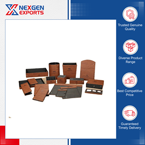 Nexgen Exports exhibe un juego de artículos de lujo para hoteles de cuero PU ecológico de la más alta calidad, con diseño personalizado. - Product Image 4