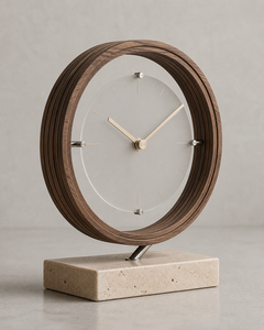 Minimalist Wooden Desk <b>Clock</b> With Quartz Movement Silent Non Ticking Circular Design - Product Image 1