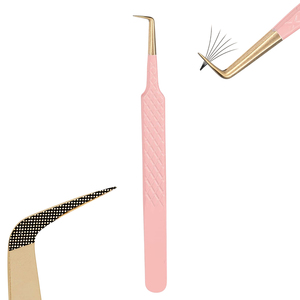 Pink 90 Degree Lash Tweezers 90 Degree Boot Tip Stainless Steel Eyelash Extension Tweezers Lash Applicator Beauty <b>Tools</b> - Product Image 2