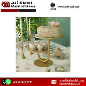 Soporte de pastel de oro de 2 niveles de metal de alta calidad, exhibición decorativa de postres para bodas y fiestas y personalización completa. - Product Image 5