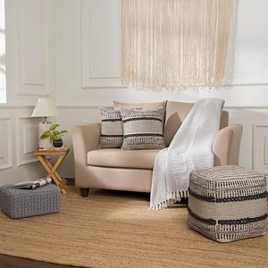 Produit exclusif, tabouret en macramé gris doux, chaise décorative d'intérieur et d'extérieur pour la maison, le bureau, le salon, la salle de jeux - Product Image 1