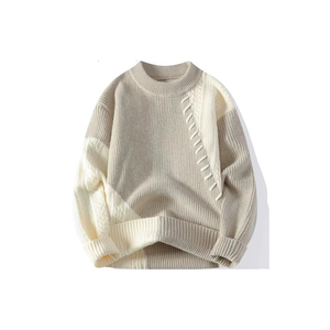 Pull-over homme moderne, coupe décontractée, col rond, tricot doux, fabriqué dans une usine certifiée LEED. - Product Image 1
