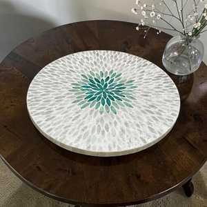 Plateau tournant élégant en nacre incrustée, motif personnalisé, pour coiffeuse, table à manger et intérieurs de luxe - Product Image 5