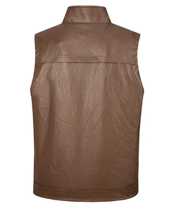 High-Quality Men's PU Leather Vest Motorcycle Biker Jacket Punk Style Multi-Pocket Outdoor Sleeveless Waistcoat Fashion Vest - Product Image 2