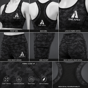Women's Black Leggings Set Sports <b>Bra</b> Yoga Workout Activewear Fitness Clothing Custom Private Label OEM ODM - Product Image 4